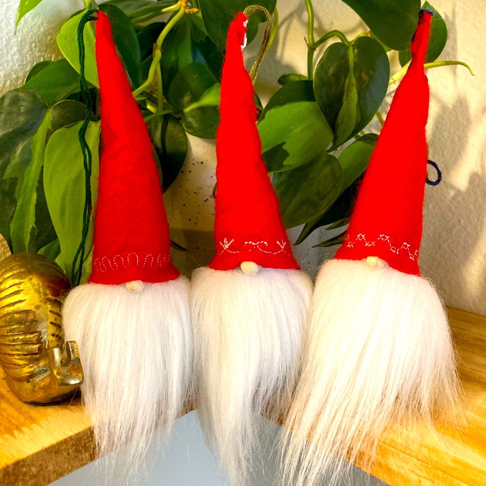 Tomte Scandinavian gnome ornaments, set of three